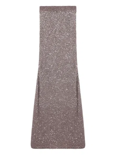 Balenciaga Flared Skirt Glitter Detail Design In Brown