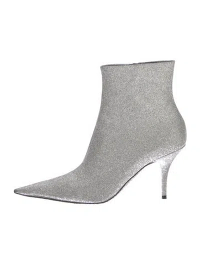 Pre-owned Balenciaga Glitter Sock Boots In Silver