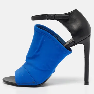 Pre-owned Balenciaga Glove Size 35 Black Leather And Neoprene Ankle Strap Sandals