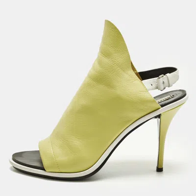 Pre-owned Balenciaga Glove Size 40 Green Leather Slingback Sandals