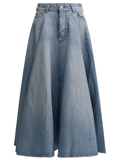 Balenciaga "godet" Long Skirt In Blue