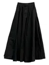 Balenciaga Denim And Black Hybrid Pleated Skirt In Brown