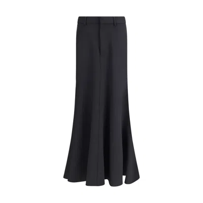 Balenciaga Women Godet Maxi Skirt In Virgin Wool In Black