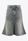 Balenciaga Godet Midi Denim Skirt In Black