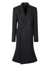 Balenciaga Godet Midi Double-breasted Coat In Black