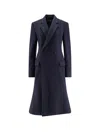 Balenciaga Midi Wool Coat Flared Hem In Blue