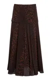 Balenciaga Godet-panelled Silk-crepe Midi Skirt In Animal Print