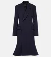Balenciaga Women Godet Midi Double-breasted Wool Coat In Blue