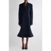 Balenciaga Godet Wool Midi Coat In Black