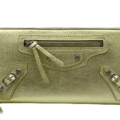 Pre-owned Balenciaga Gold Leather Long Wallet (bi-fold) ()