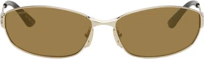 Balenciaga Gold Mercury Rectangular Metal Sunglasses In 003 Gold