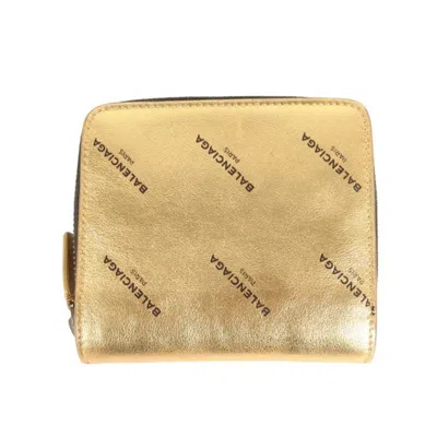 Pre-owned Balenciaga Gold Metallic Leather Wallet (bi-fold) ()