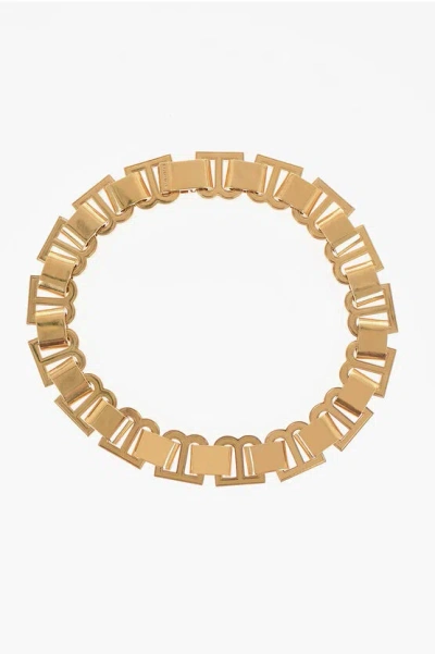 Balenciaga Golden Effect Brass Necklace With Bb Monogram