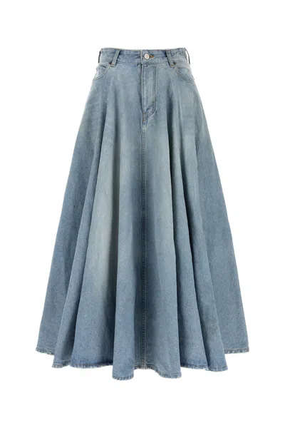Balenciaga Women Denim Skirt In Blue