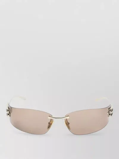 Balenciaga Gossip D Frame Rimless Sunglasses Gold Hardware In Brown