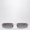 Balenciaga Gossip Rectangular Silver/gradient Grey Sunglasses In Gray