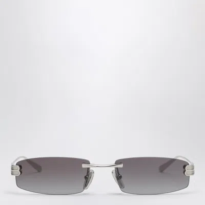 Balenciaga Gossip Rectangular Silver/gradient Grey Sunglasses In Gray