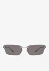 Balenciaga Gossip Rectangular Sunglasses In Silver