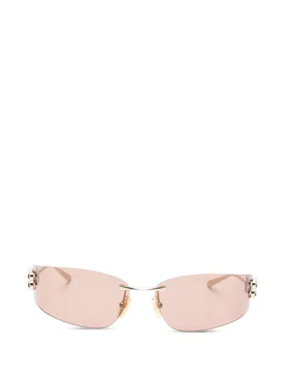 Balenciaga Gossip Rimless Logo Sunglasses In Gold