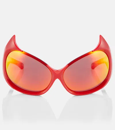 Balenciaga Gotham Cat Sunglasses In Red
