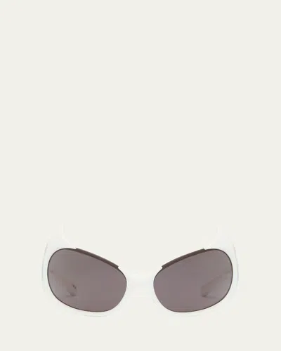 Balenciaga Gotham Injected Nylon Wrap Sunglasses In Shiny Black