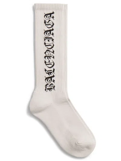 Balenciaga Gothic Logo Cotton-blend Socks In White