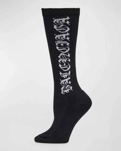 Balenciaga Gothic Tennis Socks In 1077 Black/white