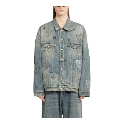 Balenciaga Graffiti Denim Jacket 'light Blue'