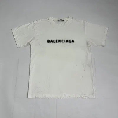 Pre-owned Balenciaga Graffiti Logo T-shirt (68ba240222016) In White