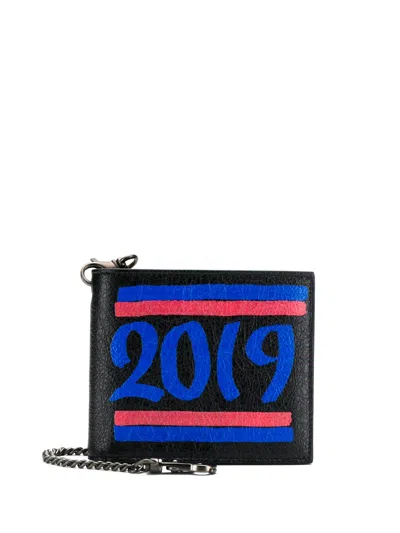 Balenciaga Graffiti Print '2019' Wallet In Blue