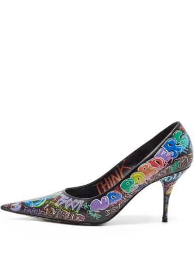 Pre-owned Balenciaga Graffiti Print Pointed-toe Pumps