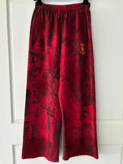 Pre-owned Balenciaga Graffiti Skater Print Sweatpants In Red