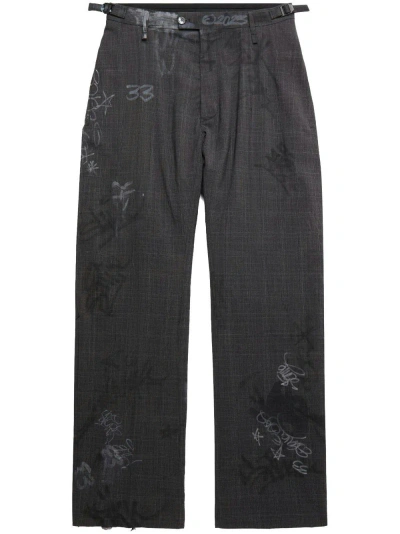 Pre-owned Balenciaga Graffiti Skater Tailored Trousers In Grey
