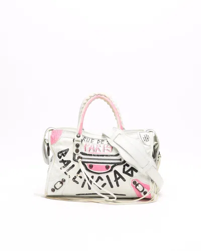 Balenciaga Graffiti Small Motorcross City Bag In White