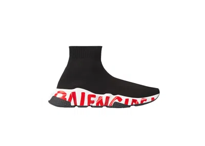 Pre-owned Balenciaga Graffiti Speed Sole (women's) Sneakers In Black/red/white In Multi