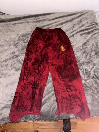 Pre-owned Balenciaga Grafiti Sweatpants In Red