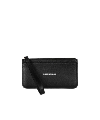 Balenciaga Grain Logo Wallet In Black