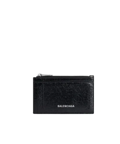 Balenciaga Grained Card Case In Black