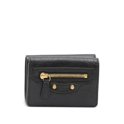 Balenciaga Grained Lambskin Wallet In Black
