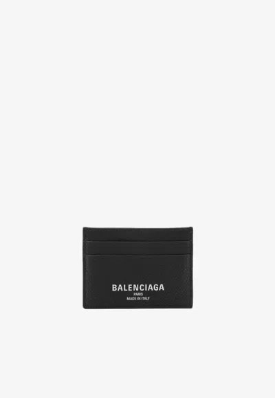Balenciaga Grained Leather Cardholder In Black