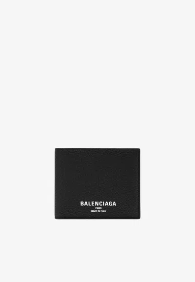 Balenciaga Grained Leather Logo Cardholder In Black
