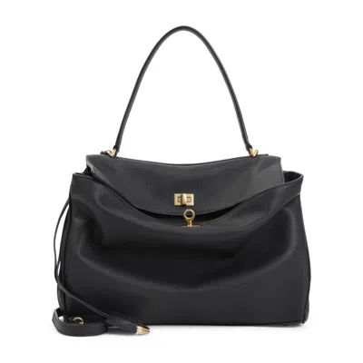 Balenciaga Grained Leather Shoulder Bag With Structured Silhouette In Black