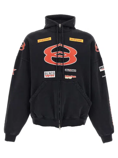 Balenciaga Grande Sponsor Logos Hoodie In Black
