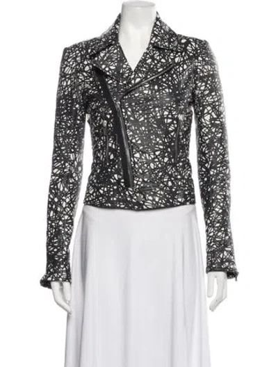 Pre-owned Balenciaga Graphic Print Biker Jacket In Black