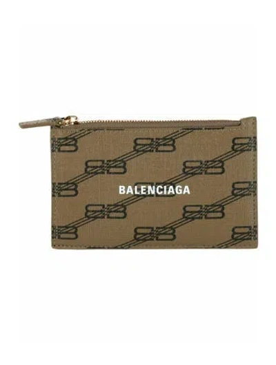 Pre-owned Balenciaga Graphic Print Card Holder W/ Tags In Brown