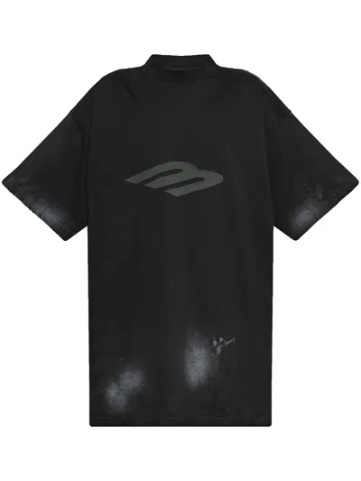 Balenciaga Graphic-print Cotton T-shirt In Faded Black