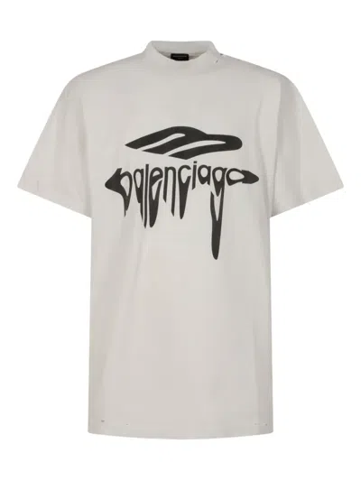 Balenciaga Grey 3b Liquefied Oversized T-shirt In White