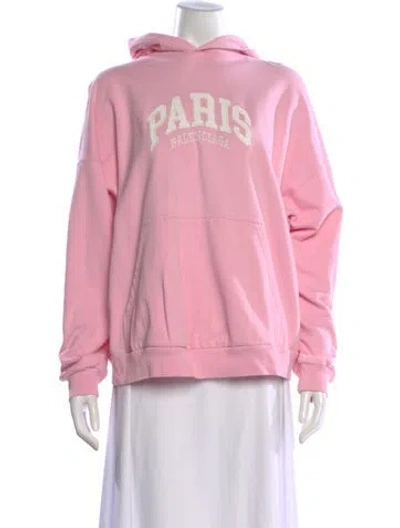 Pre-owned Balenciaga Graphic Print Crew Neck Hoodie In Pink