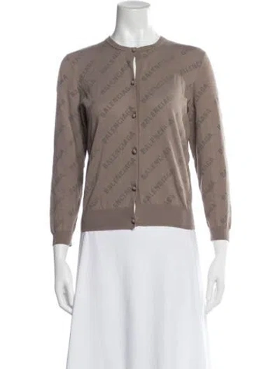 Pre-owned Balenciaga Graphic Print Crew Neck Sweater In Neutrals