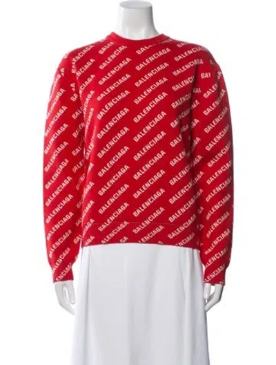 Pre-owned Balenciaga Graphic Print Crew Neck Sweater In Red